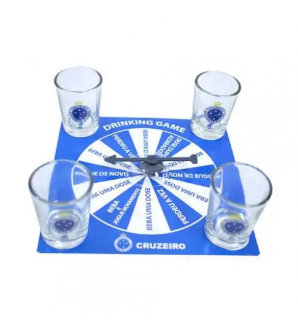 Jogo 4 Copos Shot Vidro 25ml Com Roleta - Cruzeiro esporte Clube
